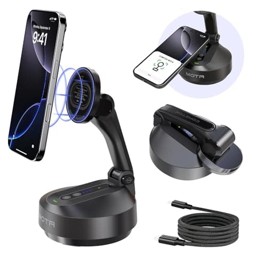 COMITOK Magnetic Auto Face Tracking Stand Tripod MOTA for iPhone Follows Your Movement Hands-Free Video Recording with 360 Degree Holder for Livestreaming, Vlog, Support Tiktok, YouTube - Black