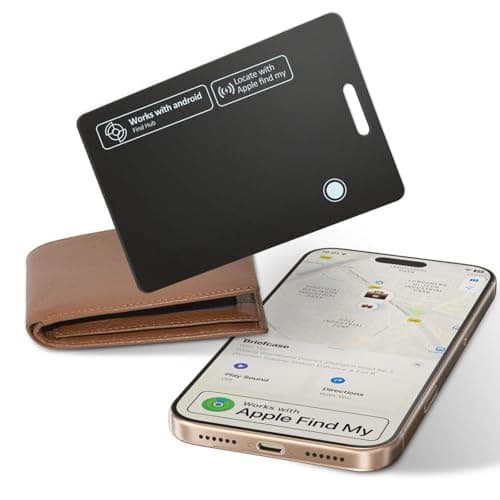 AI.QVOKA Wallet Tracker Card for Android & iOS, Find My Wallet Card for Luggage, Passports, Purses, Bags, Rechargeable Card Tracker Works with Apple Find My & Google's Find Hub (Black, 1 Pack) - Image 1
