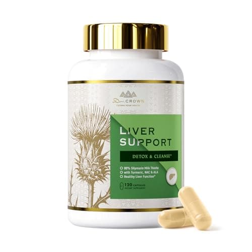 DR. Crown Liver Cleanse Detox & Repair - Milk Thistle Supplement, with Silymarin, N-Acetyl Cysteine(NAC), Artichoke, Turmeric & Dandelion for Liver Detox, Cleanse, Gluten Free, Non-GMO - 120 Capsules - Image 1