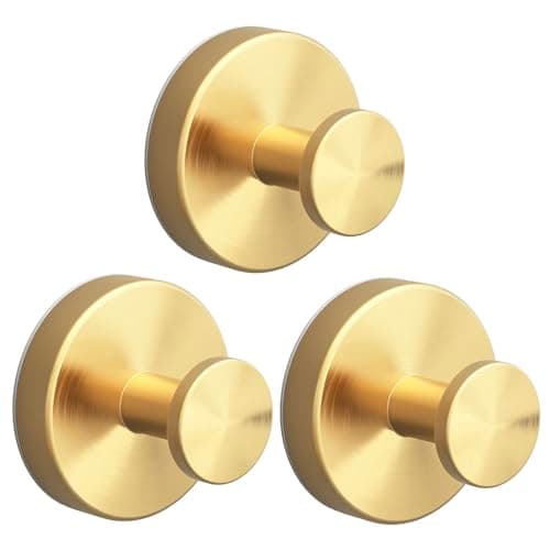 Genfest 2026 Suction Cup Hooks for Hanging, Shower, No-Drill Removable Heavy Duty Suction Cup Hooks for Towel, Shower, Home Storage, Window, Hanging, Bathroom, Kitchen, Glass Door - 3, Gold - Image 1