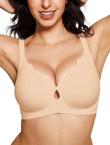 ProKloud Wireless Bras for Women Wave Push Up No Underwire Bralettes Seamless Full Coverage Support Lift Everyday Bra Nude - Image 1