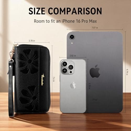 Travelambo Womens Wallet Tassel Bifold Ladies Cluth Wristlet Wrist strap Long Purse - Thumbnail 5