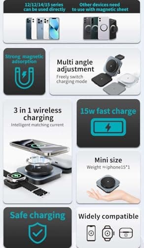 3 in 1 Upgraded Wireless Charger Charging Station: Foldable Charger Stand Multiple Devices for Apple - iPhone 16/15/14/13/12- Watch/Ultra & Airpods 4 3 2 Pro (White) - Thumbnail 3