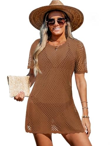 StunShow Swimsuit Cover Up Dress Beach Outfit for Women Vacation Dresses for Women Brown-2 S - Image 1