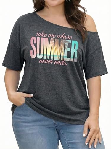 BLANCHES Plus Size Off The Shoulder Top for Women,Going Out Y2k Tops Outfits Cute Sexy Summer Oversized Fashion Casual Blouse Tunic - Image 1