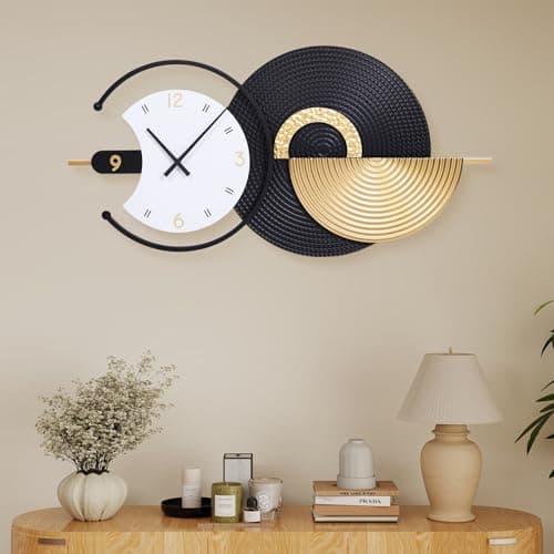 Anmotpe Large Wall Clock Geometric Oversize Modern Clocks Battery Operated Gold Iron Silent Non-Ticking Big Clocks for Living Room, Kitchen, Dining Room, Bedroom - Thumbnail 5