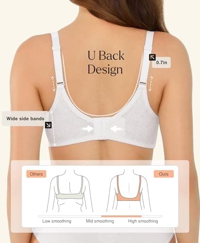 Push Up Lace Bralettes for Women No Underwire Wireless Bras with Support and Lift Deep V Comfortable Padded Bra 3D Molded White - Thumbnail 5