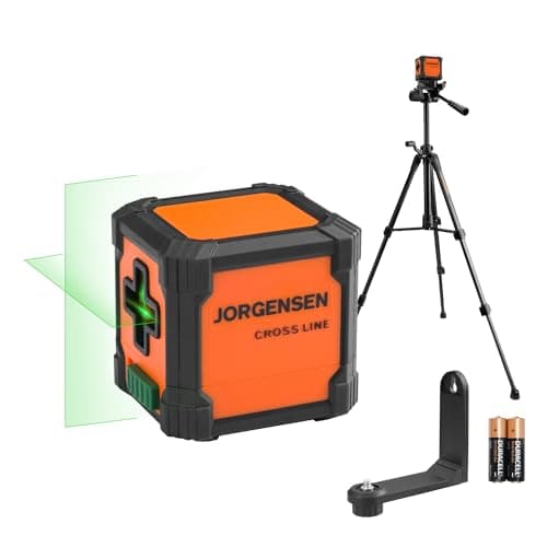 JORGENSEN Laser Level with Tripod, 65 FT Self Leveling Cross Line Laser Leveler Tool with 360° Magnetic Base, Green Laser Level for Picture Hanging, Home Renovation, Indoor Project - Image 1