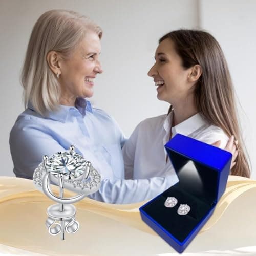 Moissanite Stud Earrings for Womens 4 Carat S925 Sterling Silver Earrings for Women D Color VVS1 Clarity Moissanite Earrings - Thumbnail 6