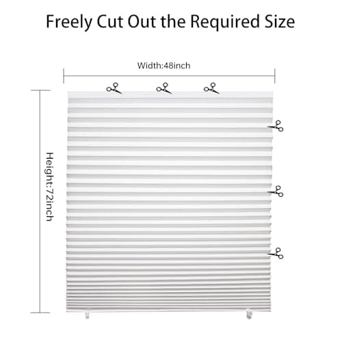 Changshade 6-Pack Temporary Light Filtering Paper Blinds for Window, Cut to Size Adhesive Paper Shades, Stick on Pleated Blinds,No Drill Easy Install,48" W x 72" H,White - Thumbnail 4