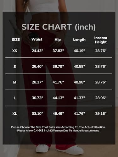 ATHMILE Women's Wide Leg Sweatpants High Waisted Baggy Interior Drawstring Joggers Straight Leg Sweat Pants with Pockets Orange - Thumbnail 6