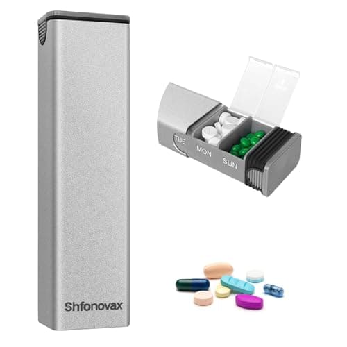 Weekly Metal Pill Organizer, Large Capacity 7 Day Travel Pill Organizer, Easy Open Secure Pill Box for Adults & Seniors, Vitamins & Supplement Case (Silver) - Image 1