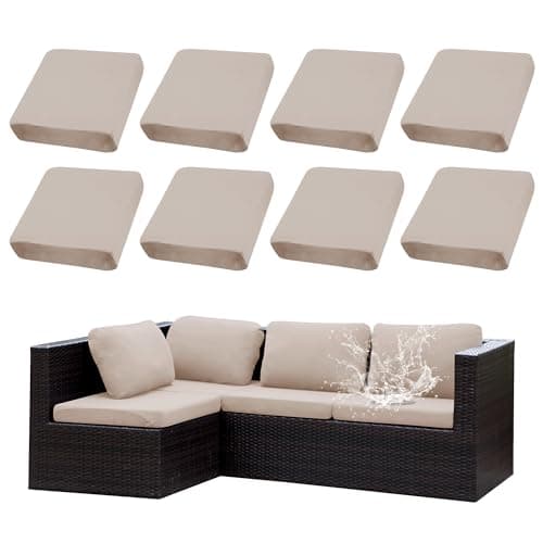 SUKAIKEQA Outdoor Cushion Covers Set,8PCS Waterproof Patio Furniture Couch Seat Slipcovers, Replacement for Sofa Sectional Chair(Cover，Only) - Image 1