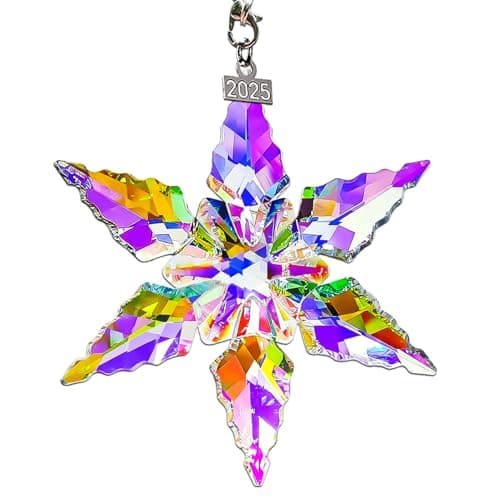 2025 Annual Edition Ornament, Crystal Snowflake Ornaments for Christmas Tree, Colorful Star Ornaments, Beautiful Unique Christmas Ornament Gift - Image 1