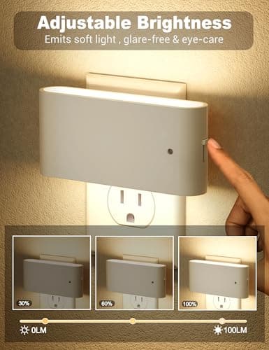 JandCase LED Night Lights Plug into Wall, Night Light with Dusk to Dawn Light Sensor, Dimmable Night Light Plug in [2 Pack], 3000K Soft White Nightlight for Bedroom Hallway Kids Room Kitchen - Thumbnail 2