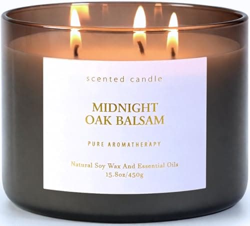 Midnight Oak Balsam 3-Wick Scented Candle | Balsam & Cedar Forest Aromatherapy Candle for Home | 15.8 oz Large Calming Soy Candle | Clean Burn, Long Lasting | Gift for Men & Women