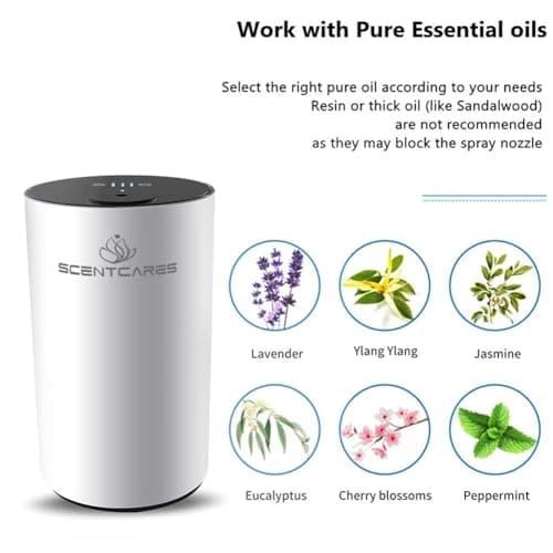 Sentiment Diffuser, Waterless Diffusers for Essential Oils - Diffusers for Home, No Water & Portable & Smart & Cordless Design, for Cold Mist (White) - Thumbnail 2