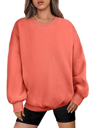 ANRABESS Oversized Sweatshirt for Women Crewneck Y2K Hoodies Fleece Casual Comfy Pullover Top Fall Outfits Clothes 2025 A1019 orange red X-Small - Image 1