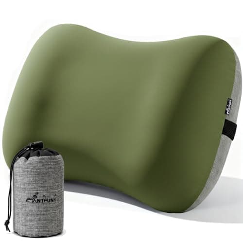 Antfuny Inflatable Neck Pillow for Camping Beach SUV Car Travel Kid Adult Small Portable Air Blow Pop Up Tent Essential Gear for Rock Chair Cot Memory Foam Sleep Pad Bag Bed Hammock Mat Accessories