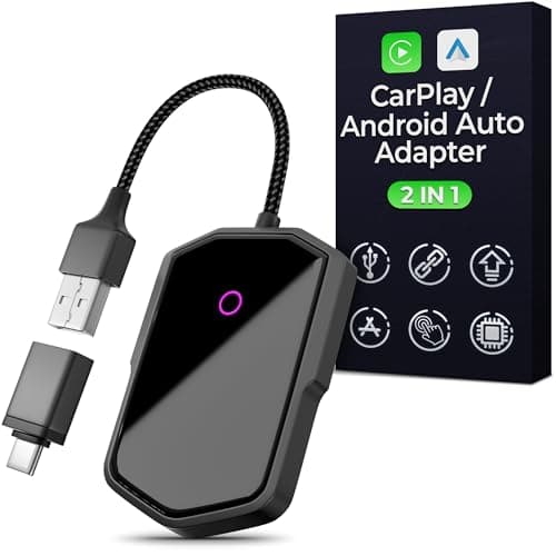 2 in 1 Wireless CarPlay Adapter for iPhone & Android - 2025 Edition Easy Plug & Play Setup, Auto-Reconnect, WiFi & Bluetooth CarPlay Adapter for iPhone | iOS 10+/Android 11+ | Fast, Stable Connection - Image 1