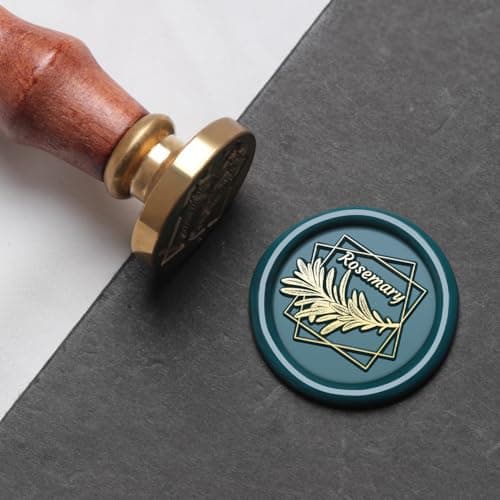 VSECUON Letter R Wax Seal Stamp Rosemary Initial R Stamp, 2pcs Value Pack Wax Seal Kit with Vintage Rosewood Handle Decorative Gift for Wedding Art Invitations Christmas - Thumbnail 3