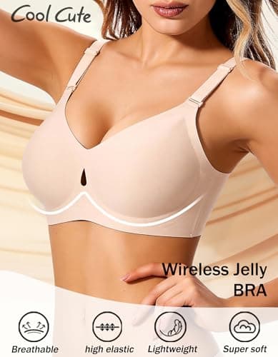 Wireless Jelly Bras for Women Sexy Comfortable Bra Bralettes V Neck No Underwire Bras Push Up Everyday Seamless Bra - Thumbnail 2