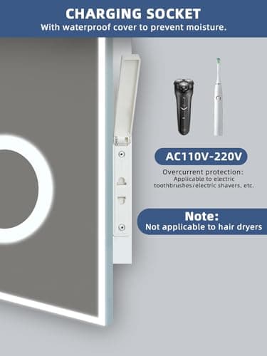 Led Mirror for Bathroom, 24x32 Inch Backlit Mirror with 10X Magnification and Shaver Charging Port, Anti-Fog, Memory Function, 3 Color Temperature, Dimmable Led Bathroom Mirror, Horizontal/Vertical - Thumbnail 5