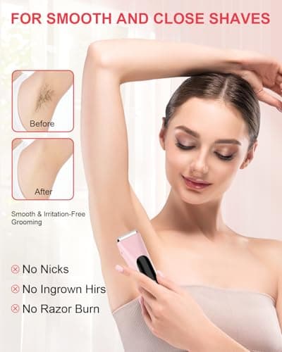 Bikini Trimmer for Women Pubic Hair,Electric Razors with Dual Heads for Body, Rechargeable IPX7 Waterproof Bikini Shaver for Travel,Facial Hair Remover for Leg Arm Face - Thumbnail 4