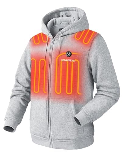 Venustas Unisex Heated Hoodie with Battery, Full-Zip Heated Jacket for Women and Men Light Gray - Image 1
