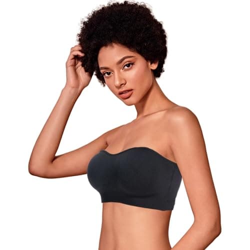 DD DEMOISELLE 1 Pack Women's Strapless Bandeau Bra, Strapless Bralette Half Bras for Women Tube Top Bra, Black,XXL - Image 1