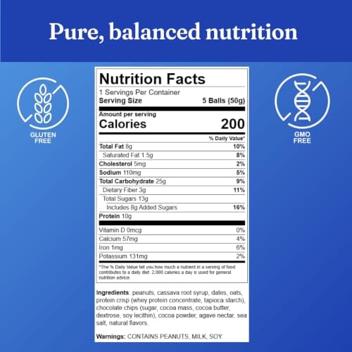 CirC Energy Bites - 12 Pack Chocolate Brownie Gluten Free Protein Balls - 10g Protein, Whole Grains, Nuts & Fruit - Portable Healthy Snacks for Adults & Kids, 5 Piece Resealable Packs - Thumbnail 2