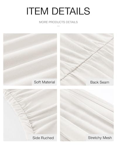 BTFBM 2026 Summer Wedding Guest Dresses for Women One Shoulder Bodycon Ruched Mesh Formal Cocktail Spring Fall Maxi Dress(White, X-Large) - Thumbnail 6