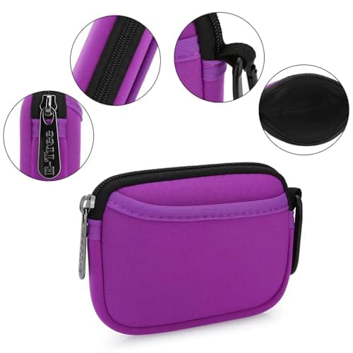 E-Tree Mini Neoprene Pouch Case for Phone Charger Airpods Cables Earphones MagSafe Power Adapter Keys Keychain Small Accessories Storage Organizer Tech Bag, Coin Purse Wallet, Zipper Pocket (Purple) - Thumbnail 5