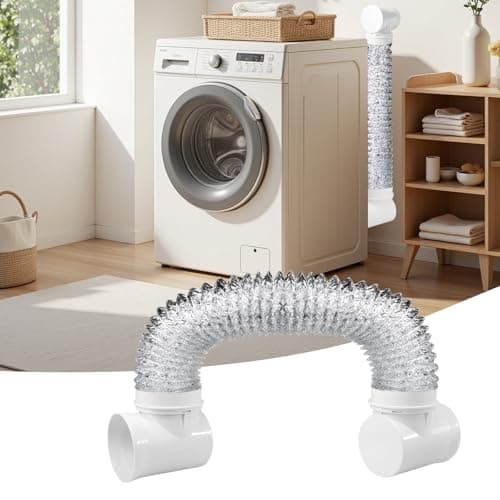 Dryer Vent Hose For Tight Space,90 Degree Dryer Vent Elbow+10ft Hose & Sealing Kit for 4 Inch Dryer Duct, Dryer Adapter,Space-Saving Design for Tight Space (white) - Image 1