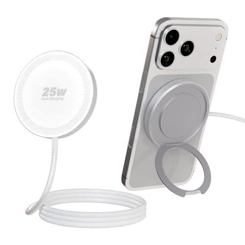 Magnetic Wireless iPhone Charger Fast Phone Charger with Kickstand, 6FT 25W Fast Phone Charging Pad Wireless Magnetic Charge for iPhone 17/17Air/16 Pro Max/16 Plus/15 Pro Max/AirPods3/2/Pro White