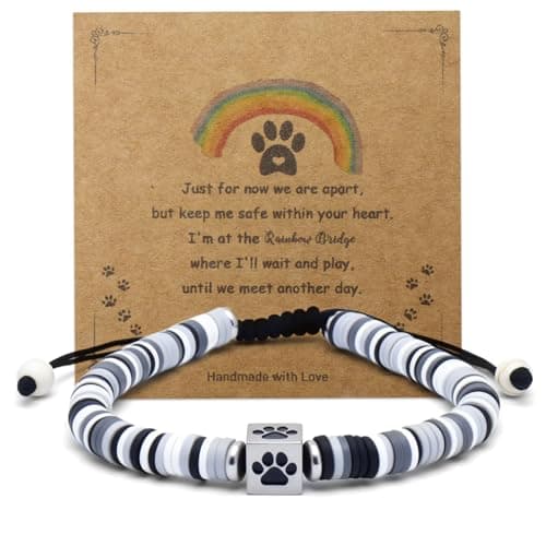 COSOWO Dog Memorial Bracelet – Adjustable Pet Keepsake with Paw & Heart Charm, Sympathy & Remembrance Gift for Dog Loss, Cat & Pet Bereavement, Black