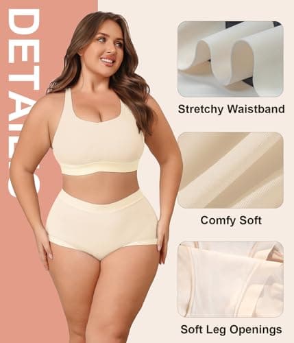 Lastshe Women’s Plus Size Underwear Full Coverage Seamless Underwear No-roll Ladies Briefs 4-Pack,Black,3X - Thumbnail 3