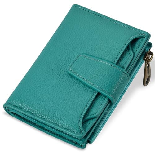 Airkit Small Wallet Women RFID Blocking Leather Bifold Compact Card Holder Wallet for Women with Zipper Coin Pocket 4 ID Window - Image 1