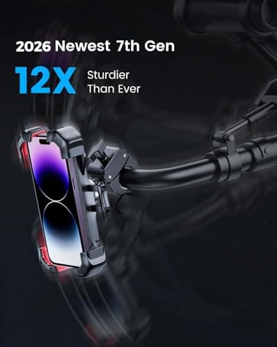 JOYROOM Motorcycle Phone Mount, [1s Auto Lock][100mph Military Anti-Shake] Bike Phone Holder for Bicycle, [10s Quick Install] Handlebar Phone Mount, Compatible with iPhone, Samsung, All Cell Phone - Thumbnail 3
