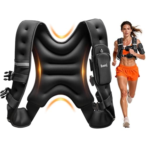 Renoj Weighted Vest for Women Men: Available in 6lb/8lb/10lb/11lb/12lb/14lb/16lb/20lb Fixed Weights for Walking, Running, Training, Exercise, Weight Loss - With Reflective Strips and Storage Pocket