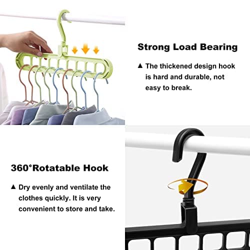 Closet Organizers and Storage,College Dorm Room Essentials,Pack of 6 Multifunctional Organizer Magic Space Saving Hangers with 9 Holes Storage Organization for Wardrobe Closet - Thumbnail 4