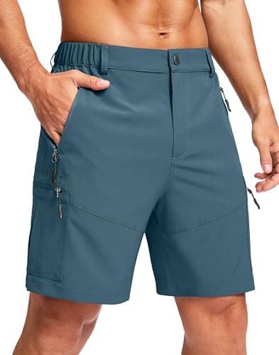 Pudolla Men's Hiking Cargo Shorts Lightweight 7" Travel Casual Shorts for Men Golf Work Outdoor with 5 Zipper Pockets(Dark Navy Small) - Image 1