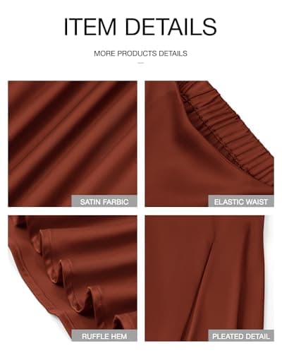 BTFBM Satin Skirts for Women Spring Fashion 2026 Elegant Flowy A-Line Cocktail Formal Silk Maxi Skirt Night Out Outfits(Brown, Medium) - Thumbnail 6