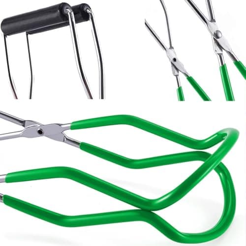 Canning Jar Lifter Tongs, Stainless Steel Jar Lifter with Rubber Grips - for Slip Wide-Mouth Clip for Kitchen Restaurant, Green - Thumbnail 2