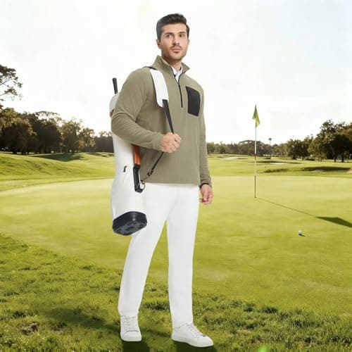 M MAELREG Mens Pullover Quarter Zip Midweight 1/4 Zip Pullover Mens Casual Long Sleeve Texture Warmth Sweatshirts - Thumbnail 3