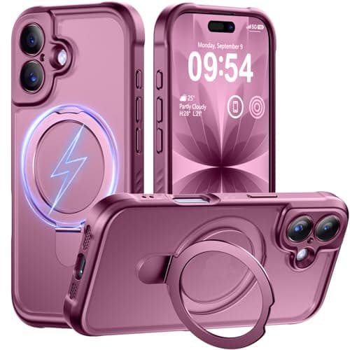 MOCCA Design for iPhone 17 Case, Compatible with Magsafe [Premium Invisible Magnetic Ring Stand] [Military Drop Protection] Full Camera Guard Translucent Matte Slim Phone Cover 6.3",Wine Red - Image 1