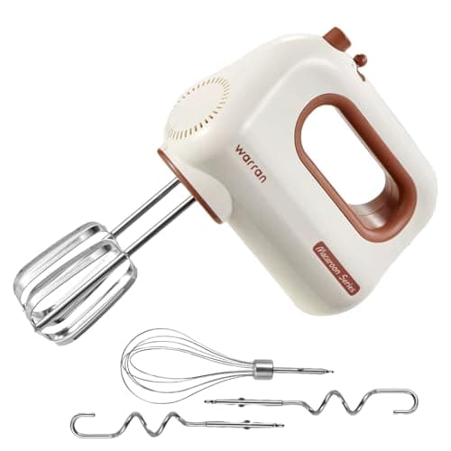 warran 300W Compact Lightweight Electric Hand Mixer, with Powerful Quiet DC Motor for Baking, Cake, Brownies, Cookie Dough, Ideal for Home Kitchen (White) - Image 1