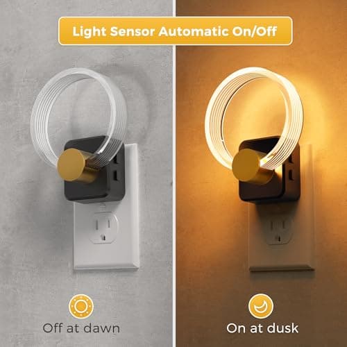 L LOHAS LED Night Lights Plug into Wall, Changing RGB Night Light with Dusk to Dawn Sensor, 180° Rotatable Acrylic Nightlight Plug in Wall for Halloween, Christmas, Holiday, Hallway[2 Pack] - Thumbnail 2