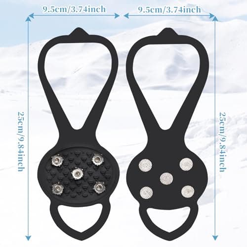 3 Pairs Non Slip Gripper Spike, Ice Grippers Traction Cleats Snow Shoe Spikes Grips Crampons with 10 Steel Studs Cleats - Thumbnail 2