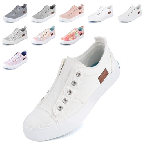 JENN ARDOR Womens Fall Slip On Fashion Sneakers No Laces Comfortable Casual Low Canvas Sneakers Flats Walking Shoes - Image 1